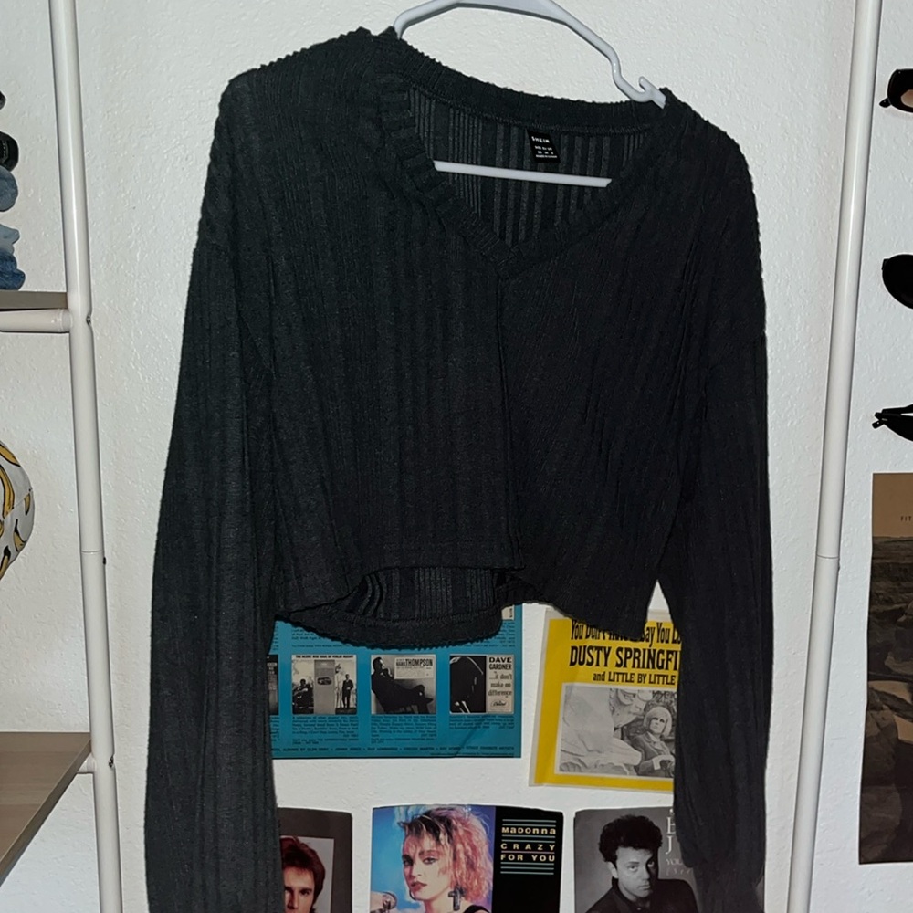 dark gray cropped sweater